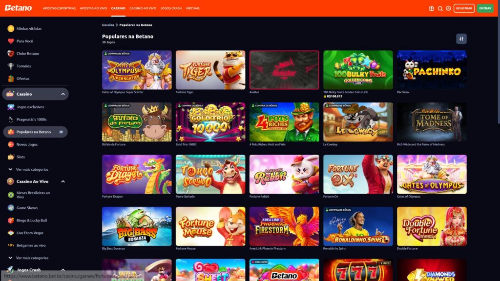 Betano casino popular slots