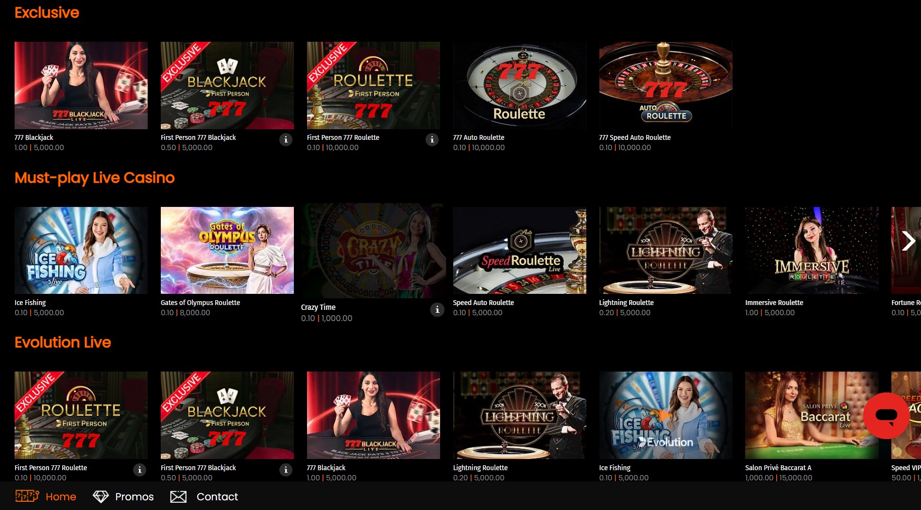 777 live casino